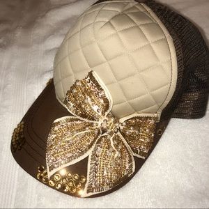 Bow baseball hat with rhinestones